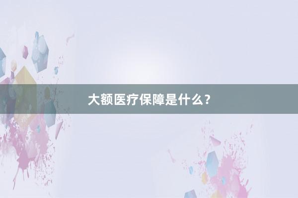 大额医疗保障是什么？