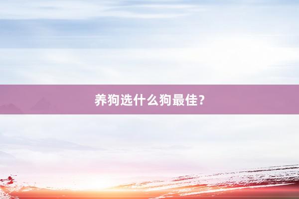 养狗选什么狗最佳？